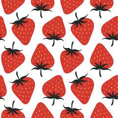 Summer doodle hand drawn strawberries seamless pattern, decorative strawberry texture textile design