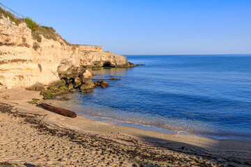 The most beautiful Apulian coast in Italy: Cala Corvino Beach. Typical coastline near Monopoli :...