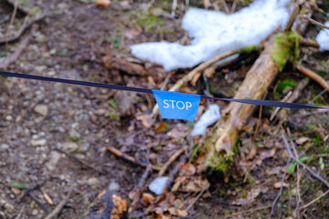 Stop sign in Tatras national park. Limited movement
