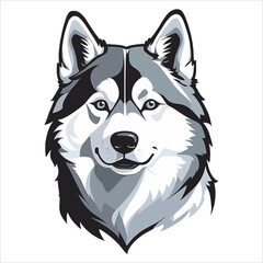 illustration potrait head of siberian husky dog