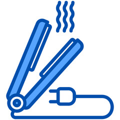 hair iron blue color icon, for woman and beauty theme