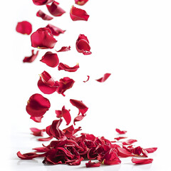 Rose Petals on White Background Romantic