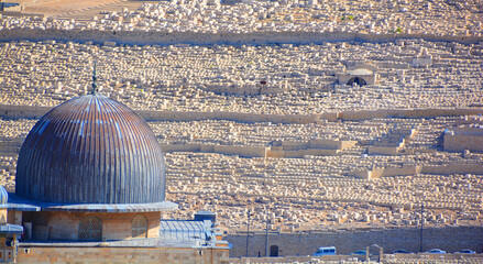 Jerusalem jewish cemetery and Al-Aqsa Mosque, also known as Al-Aqsa and Bayt al-Muqaddas, is the...