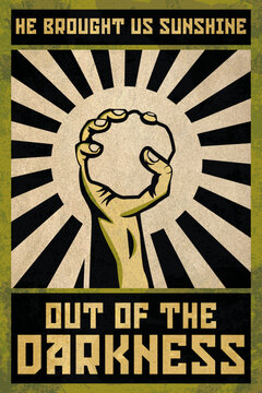 Green Propaganda Poster for Dystopian World