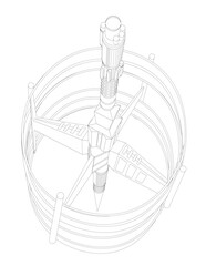 Fototapeta na wymiar drawing of a space ship