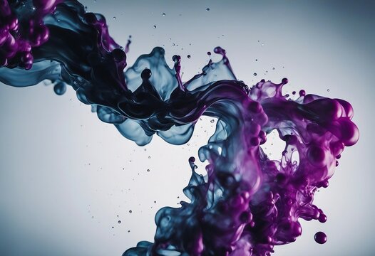 Black and purple ink in water splash paint Abstract background color