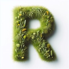 Grass letter R. AI generated illustration