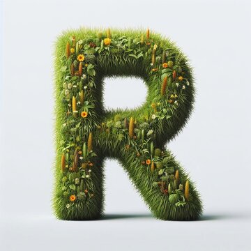 Grass letter R. AI generated illustration