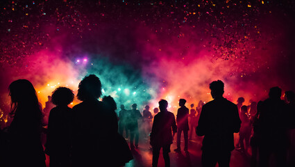 Silhouettes of people at a disco