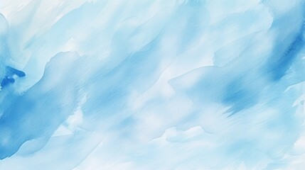 Obraz premium light blue watercolor texture with abstract washes and brush strokes on the white paper background, copy space, 16:9