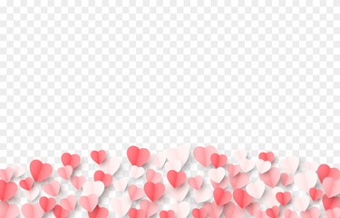 Vector paper hearts png. Multi-colored paper products, origami, confetti. Multi-colored hearts are scattered across the surface png. Valentine's Day.