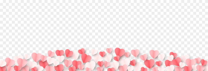 Vector paper hearts png. Multi-colored paper products, origami, confetti. Multi-colored hearts are scattered across the surface png. Valentine's Day. - obrazy, fototapety, plakaty