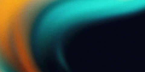 Abstract teal orange black grainy gradient wave background noise texture banner poster backdrop header cover design
