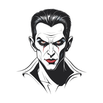 potrait of scary vampire head vector illustration