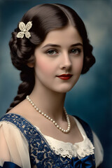 Ritratto vintage di donna, foto d'epoca, inizio Novecento