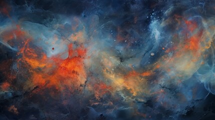 Abstract Blue and Orange Mysterious Space Canvas Painting Wallpaper Background