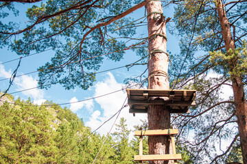 equipped place for extreme free flight crossing over a cliff and river
