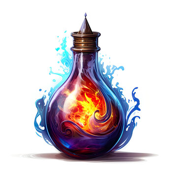 Magical potion on white background.