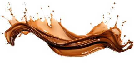 chocolate spill on transparent, white background