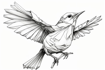 Coloring page, origami bird, Generative AI