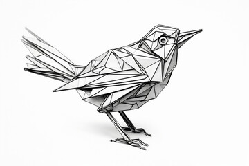 Coloring page, origami bird, Generative AI