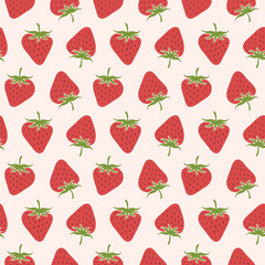 Summer doodle hand drawn strawberries seamless pattern, decorative strawberry texture textile design