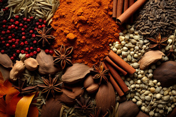Spices texture background, Generative AI