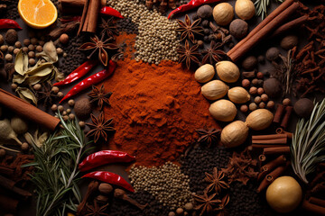 Spices texture background, Generative AI