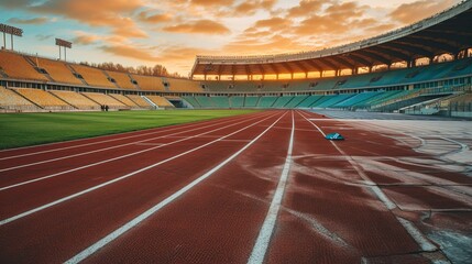 Golden Sunrise Over Silent Stands: The Calm Before Athletic Glory