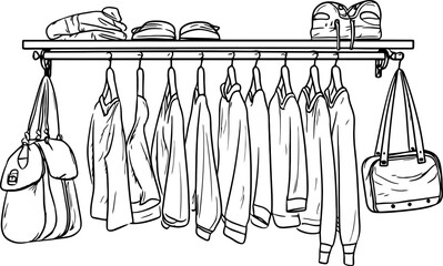 Hanging clothes sketch drawing