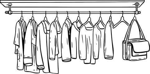 Hanging clothes sketch drawing