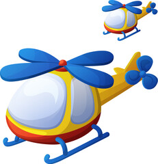 Toy helicopter. Cartoon vector illustration