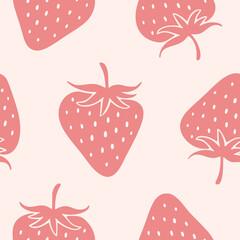 Summer doodle hand drawn strawberries seamless pattern, decorative strawberry texture textile design