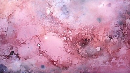 Fototapeta premium Pink Purple Violet Abstract Watercolor Painting, Style of Interstellar Nebulae, Bubbles in Organic Forms, Dark White and Light Indigo