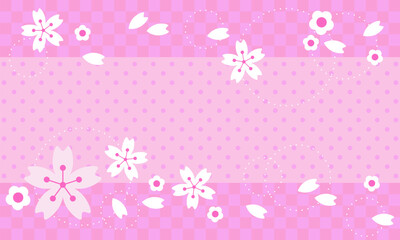 Japanese pink cherry flowers. Vintage vector illustration background