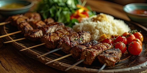 CaÄŸ KebabÄ± Culinary Artistry, A Visual Feast of Grilled Delight, Capturing the Essence of Anatolian Flavors - Turkish Grill Ambiance - Warm Tones & Close-up Kebab Details
