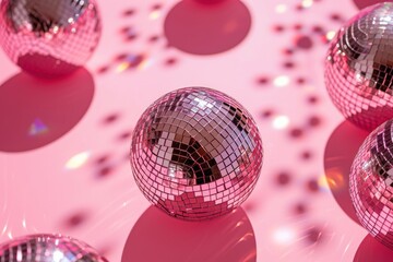 Fototapeta na wymiar Abstract pink disco ball pattern over background.