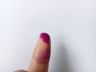 Concept illustration of a voter whose finger is inked, to mark that he has voted.