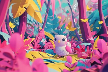 Cute animals with virtual influencer in an animated Colorful setting