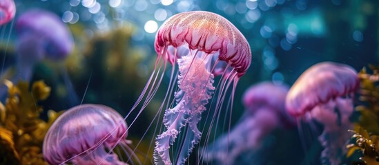 Purple jellyfish - Pelagia noctiluca - obrazy, fototapety, plakaty
