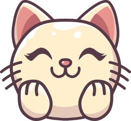 Cute Cat with Happy Expression - Adorable Cartoon Illustration