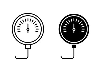 Tire pressure monitoring outline icon collection or set. Tire pressure monitoring Thin vector line art