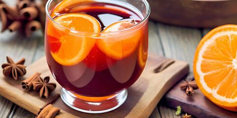 Enchanting Warmth, A Glimpse of Citrus-Spiced Elixir With Fragrant Oranges and Cinnamon Sticks