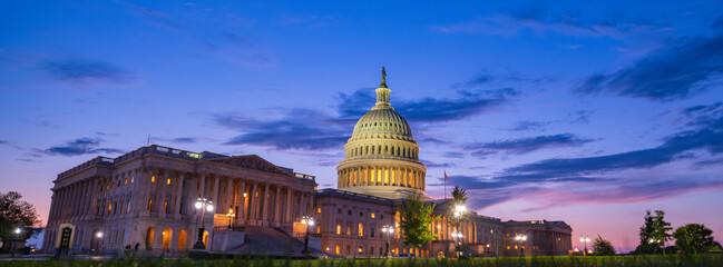 Capitol building at night, Capitol Hill, Washington DC.