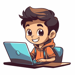 Kid using laptop for learning 