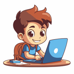Kid using laptop for learning 