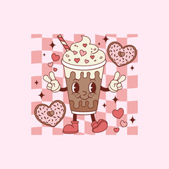 cute retro espresso coffee illustration for coffee lovers and lovers in love