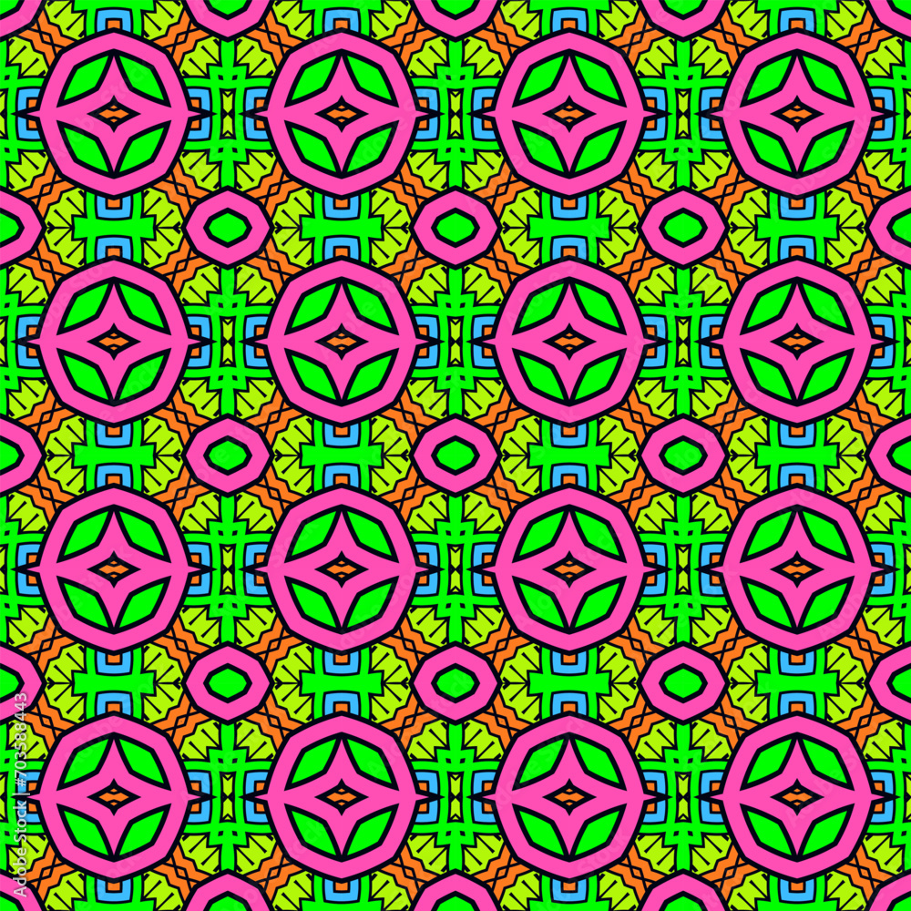 Poster seamless multicolor pattern with an original decorative composition. version no. 7. acid color palet