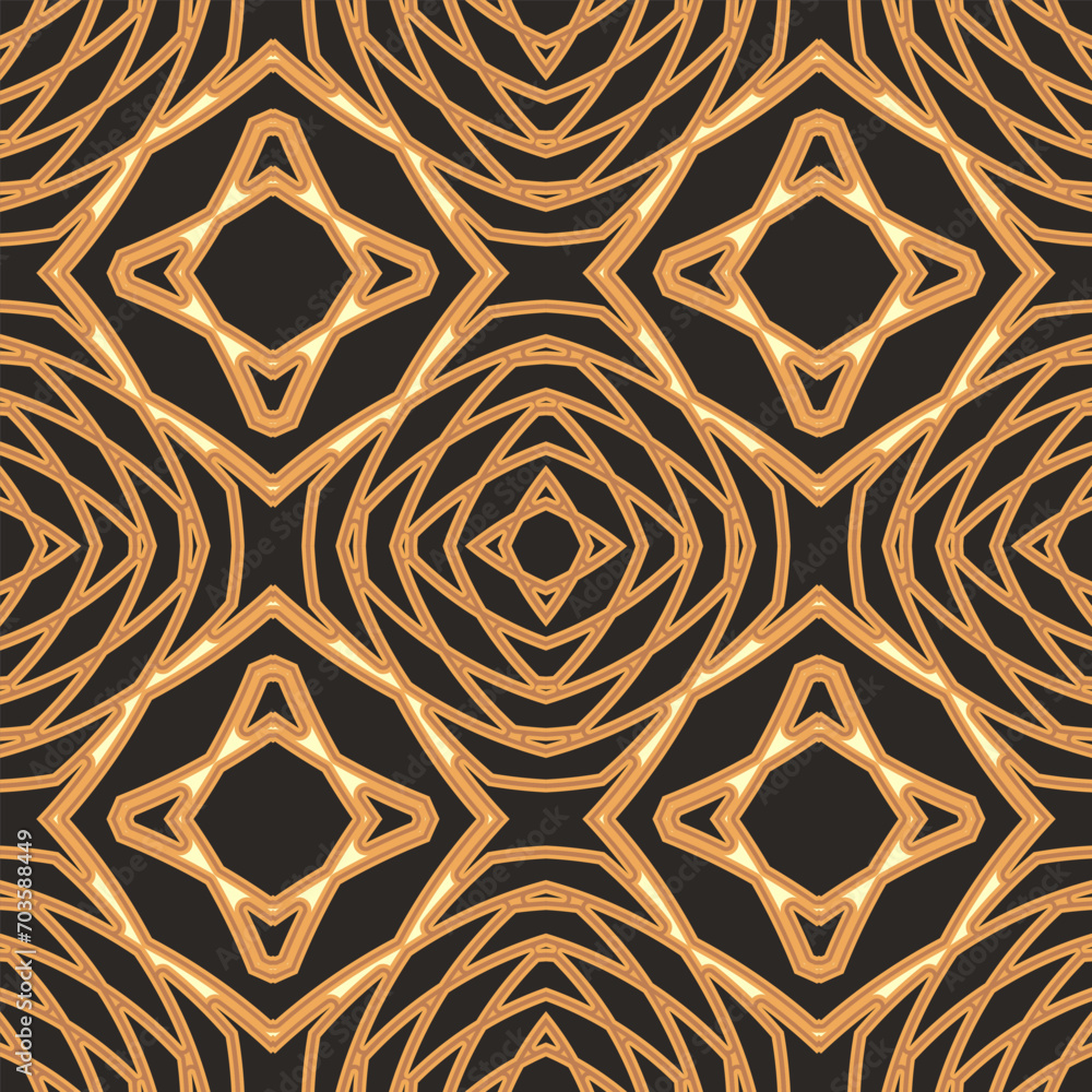 Poster seamless monochrome pattern with openwork composition. brown color palette. vector illustration