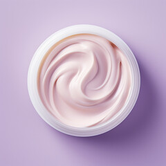 Close up of  a jar of cream on  purple  background